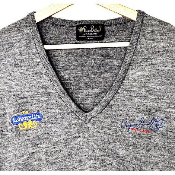 Labatt's Lite Mens Sweater Vest Wool Vintage Wayne Gretzky Golf Classic Gray XL - Picture 3 of 7